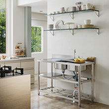 Load image into Gallery viewer, Stainless Steel One Compartment Sink with Shelves Living and Home