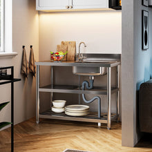 Load image into Gallery viewer, Stainless Steel One Compartment Sink with Shelves Living and Home