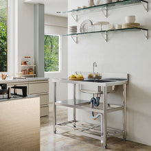Load image into Gallery viewer, Stainless Steel One Compartment Sink with Shelves Living and Home