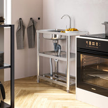 Load image into Gallery viewer, Stainless Steel One Compartment Sink with Shelves and Drainboard Living and Home