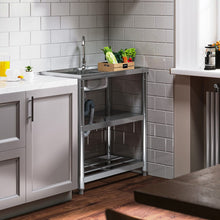 Load image into Gallery viewer, Stainless Steel One Compartment Sink with Shelves and Drainboard Living and Home
