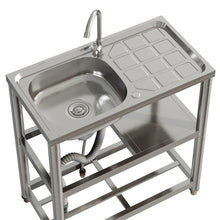 Load image into Gallery viewer, Stainless Steel One Compartment Sink with Shelves and Drainboard Living and Home