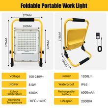 Load image into Gallery viewer, 8.5W Portable Rechargeable LED Floodlight Work Light - 6500K