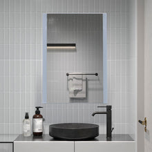 Load image into Gallery viewer, Anti-Fog Aluminum LED Touch Switch Bathroom Vanity Mirror with Clock Bathroom Mirrors Living and Home
