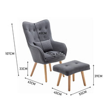 Load image into Gallery viewer, 107cm Height Velvet Wingback Lounge Armchair and Footstool Wingback Chairs Living and Home