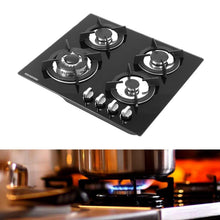Load image into Gallery viewer, Black Tempered Glass 2/4-Burner Gas Cooktop Gas Cooktops Living and Home 56cm W x 48cm D