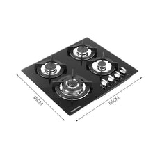 Load image into Gallery viewer, Black Tempered Glass 2/4-Burner Gas Cooktop Gas Cooktops Living and Home
