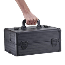 Load image into Gallery viewer, 3 in 1 Rose Gold/Black Portable Cosmetic Travel Case with Wheels Makeup Organizers Living and Home