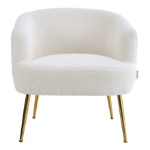 Load image into Gallery viewer, White Boucle Teddy Fabric Armchair with Metal Legs Tub Chairs Living and Home