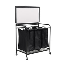 Load image into Gallery viewer, Triple Bag Rolling Laundry Sorter with Lift-up Ironing Board