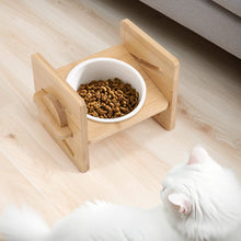 Load image into Gallery viewer, Adjustable Bamboo Single Ceramic Bowl Pet feeder Living and Home