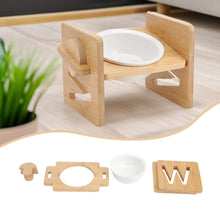 Load image into Gallery viewer, Adjustable Bamboo Single Ceramic Bowl Pet feeder Living and Home