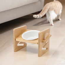 Load image into Gallery viewer, Adjustable Bamboo Single Ceramic Bowl Pet feeder Living and Home