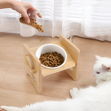 Load image into Gallery viewer, Adjustable Bamboo Single Ceramic Bowl Pet feeder Living and Home