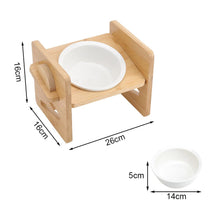 Load image into Gallery viewer, Adjustable Bamboo Single Ceramic Bowl Pet feeder Living and Home