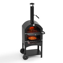 Load image into Gallery viewer, Pizza Makers & Ovens 3-in-1 Charcoal BBQ Grill with Chimney Outdoor Pizza Makers & Ovens Living and Home