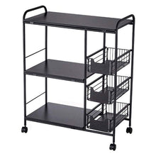 Load image into Gallery viewer, Sleek Black Microwave Rack with Four Tiers for Optimal Kitchen Organization Living and Home