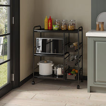Load image into Gallery viewer, Sleek Black Microwave Rack with Four Tiers for Optimal Kitchen Organization Living and Home