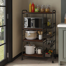 Load image into Gallery viewer, Sleek Black Microwave Rack with Four Tiers for Optimal Kitchen Organization Living and Home