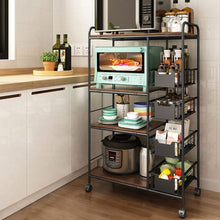Load image into Gallery viewer, Sleek Black Microwave Rack with Four Tiers for Optimal Kitchen Organization Living and Home