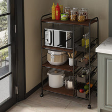 Load image into Gallery viewer, Sleek Black Microwave Rack with Four Tiers for Optimal Kitchen Organization Living and Home