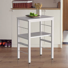 Load image into Gallery viewer, 2-Tier Microwave Stand Shelf Kitchen Organizer with Hooks Kitchen Shelves Living and Home White Frame 60x40x80cm