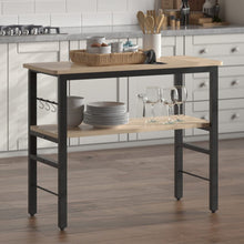 Load image into Gallery viewer, 2-Tier Microwave Stand Shelf Kitchen Organizer with Hooks Kitchen Shelves Living and Home Black Frame 100x40x80cm