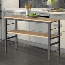 Load image into Gallery viewer, 2-Tier Microwave Stand Shelf Kitchen Organizer with Hooks Kitchen Shelves Living and Home Black Frame 120x40x80cm