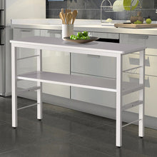 Load image into Gallery viewer, 2-Tier Microwave Stand Shelf Kitchen Organizer with Hooks Kitchen Shelves Living and Home White Frame 120x40x80cm