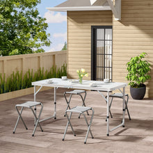 Load image into Gallery viewer, Portable Aluminium Folding Picnic Table with 4 Stools Garden Dining Sets Living and Home