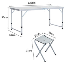 Load image into Gallery viewer, Portable Aluminium Folding Picnic Table with 4 Stools Garden Dining Sets Living and Home
