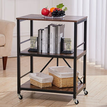 Load image into Gallery viewer, Chic Three-Tier Vintage Cart with Black Steel Frame Living and Home
