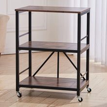 Load image into Gallery viewer, Chic Three-Tier Vintage Cart with Black Steel Frame Living and Home