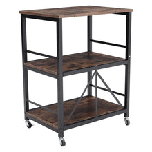 Load image into Gallery viewer, Chic Three-Tier Vintage Cart with Black Steel Frame Living and Home