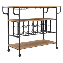 Load image into Gallery viewer, Metallic Rolling Serving Bar Cart with Wine Rack