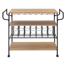 Load image into Gallery viewer, Metallic Rolling Serving Bar Cart with Wine Rack