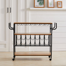 Load image into Gallery viewer, Metallic Rolling Serving Bar Cart with Wine Rack