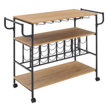 Load image into Gallery viewer, Metallic Rolling Serving Bar Cart with Wine Rack Living and Home