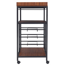 Load image into Gallery viewer, Rustic Bar Wooden Mobile Serving Cart with Wheels