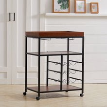 Load image into Gallery viewer, Rustic Bar Wooden Mobile Serving Cart with Wheels Living and Home