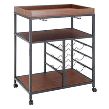 Load image into Gallery viewer, Rustic Bar Wooden Mobile Serving Cart with Wheels Living and Home