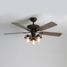 Load image into Gallery viewer, Wooden Ceiling Fan with 3 Head Lights & Remote 52 Inch Ceiling Fans Living and Home