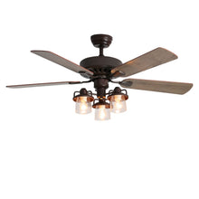 Load image into Gallery viewer, Wooden Ceiling Fan with 3 Head Lights & Remote 52 Inch Ceiling Fans Living and Home