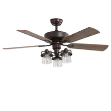 Load image into Gallery viewer, Wooden Ceiling Fan with 3 Head Lights & Remote 52 Inch Ceiling Fans Living and Home