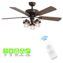 Load image into Gallery viewer, Wooden Ceiling Fan with 3 Head Lights & Remote 52 Inch Ceiling Fans Living and Home