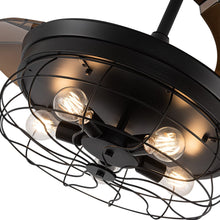 Load image into Gallery viewer, 42 Inch Caged Style Ceiling Fan Light ABS Blade Fan with Remote Ceiling Lights Living and Home