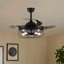 Load image into Gallery viewer, 42 Inch Caged Style Ceiling Fan Light ABS Blade Fan with Remote Ceiling Lights Living and Home
