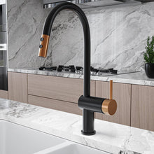 Load image into Gallery viewer, Black Pull Out Single Lever Mono Tap with 2 Jet Options