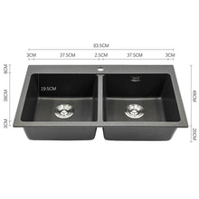 Load image into Gallery viewer, Quartz Undermount Kitchen Sink Double Bowl Black Living and Home