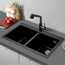 Load image into Gallery viewer, Quartz Undermount Kitchen Sink Double Bowl Black Living and Home Black